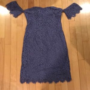 F21 cornflower blue off shoulder lace dress